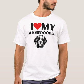 I Kärlek My Aussiedoodle Mamma Pappa Vintage Aussi T Shirt