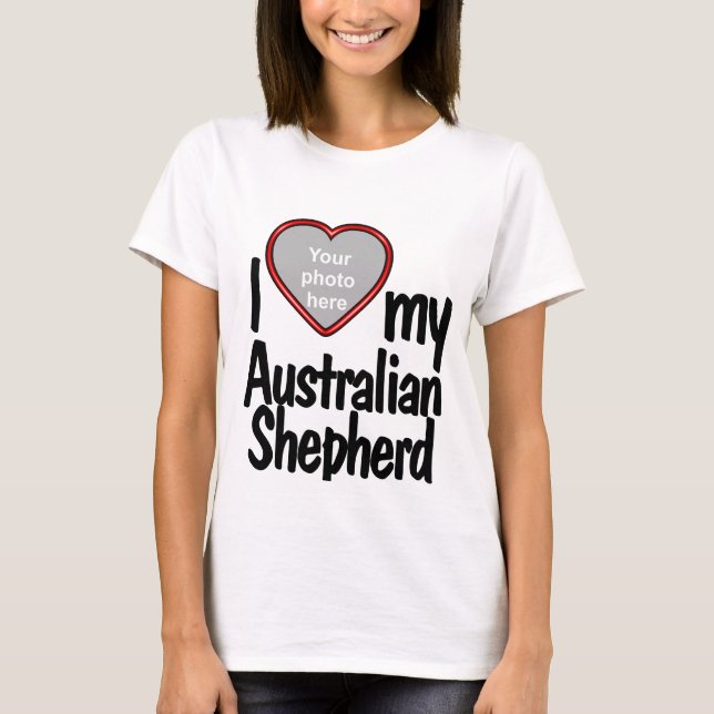I Kärlek My Australian shepherd Cute Roligt Heart  T Shirt (Framsida)