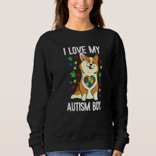 I Kärlek My Autism Boy Awareness Cute Corgi Hund P T Shirt