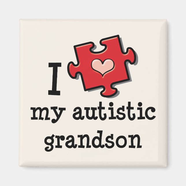I Kärlek My Autistic Grandson Magnet (Framsidan)