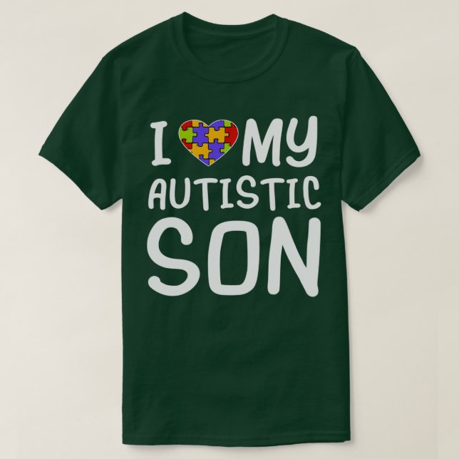 I Kärlek My Autistic Son Autism Awareness Trisomie T Shirt (Design framsida)