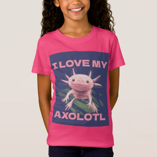 I KÄRLEK MY AXOLOTL CUTE FUNNY GIRLS T-SHIRTS (Framsida)