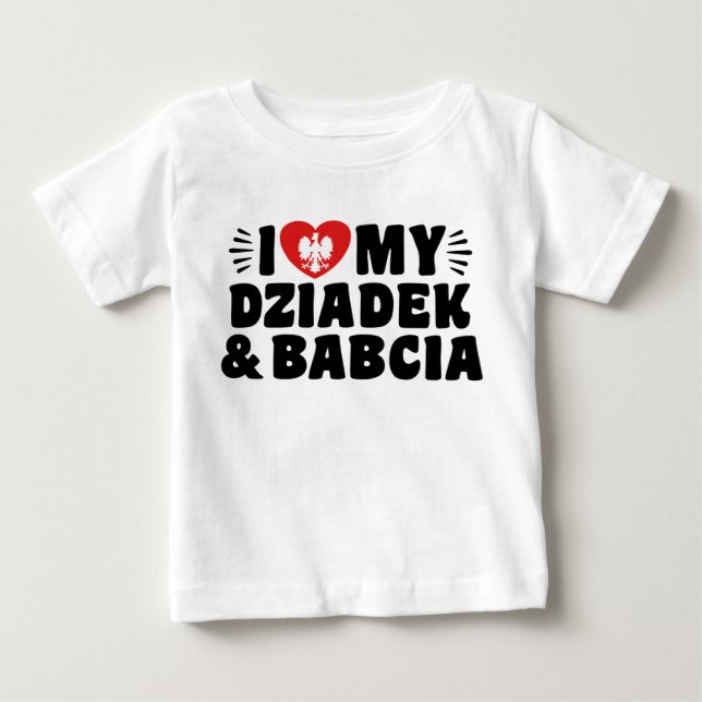 I Kärlek My Babcia & Dziadek T Shirt (Framsida)