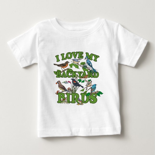 I Kärlek My Backyard Birds T Shirt (Framsida)