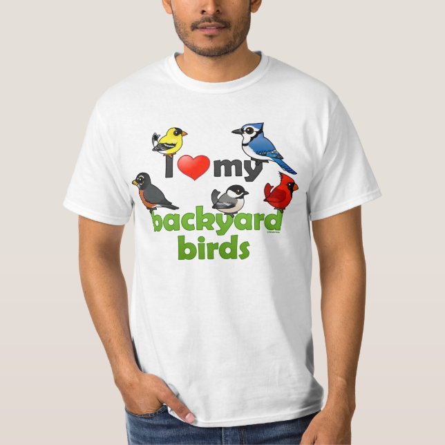 I Kärlek My Backyard Birds Tee Shirt (Framsida)