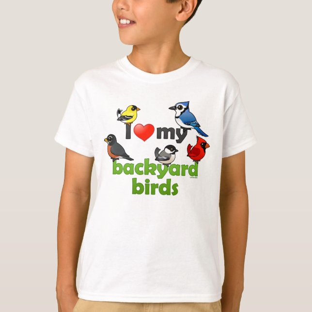 I Kärlek My Backyard Birds Tee Shirt (Framsida)
