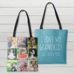 I Kärlek My Barnbarn 9 Photo Instagram Collage Tygkasse<br><div class="desc">Anpassningsbarna tryckte 2-sidig till väskan personlig med foton och text från familjen. Lägg till 9 fyrkantiga Instagram-foton på ena sidan med "I Kärlek My Barnbarn"-citatet och barnbarnbarnens namn eller annan anpassningsbar på motsatt sida. Använda designen verktyg om du vill välja valfri bakgrund färg, lägga till fler foton och redigera texten...</div>