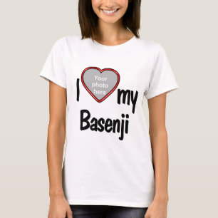 I Kärlek My Basenji Cute Red Heart Photo Ram T Shirt