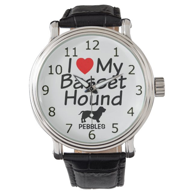 I Kärlek My Basset Hound Hund Armbandsur (Framsida)