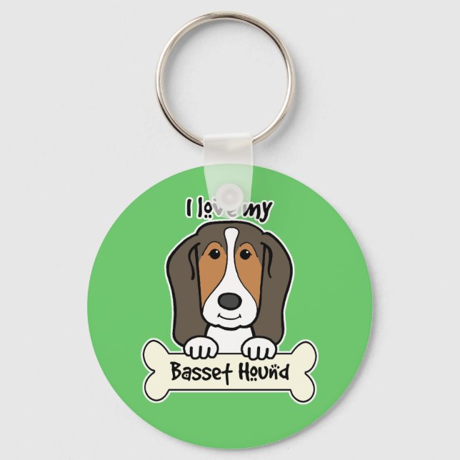 I Kärlek My Basset Hound Nyckelring (Framsida)