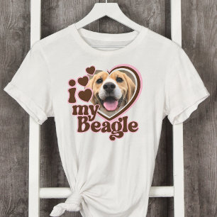 I Kärlek My Beagle Anpassningsbar Rosa Heart Photo T Shirt