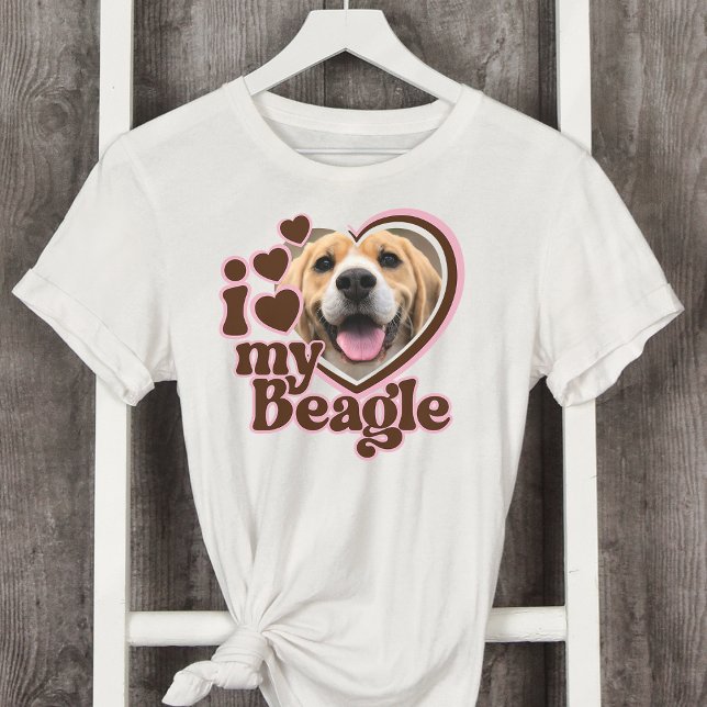 I Kärlek My Beagle Anpassningsbar Rosa Heart Photo T Shirt (Skapare uppladdad)