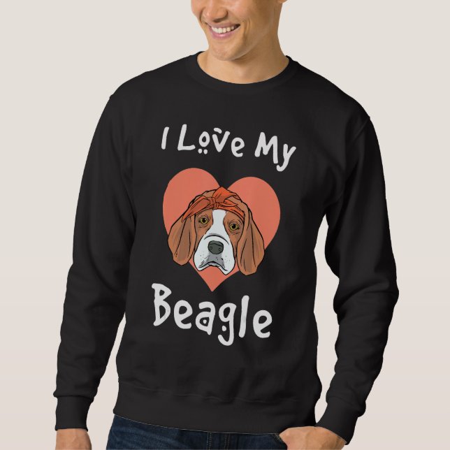 I Kärlek My Beagle - Funny Beagle Hound Lång Ärmad Tröja (Framsida)
