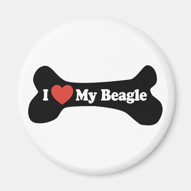 I Kärlek My Beagle - Hund Bone Magnet (Framsidan)