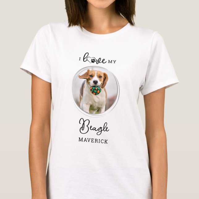 I Kärlek My Beagle Personlig Pet Hund Photo T Shirt (Skapare uppladdad)