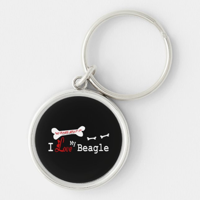 I Kärlek My Beagle Rund Silverfärgad Nyckelring (Framsidan)