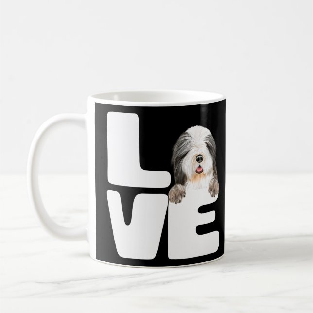 I Kärlek My Bearded Collie Hund Kaffemugg (Vänster)