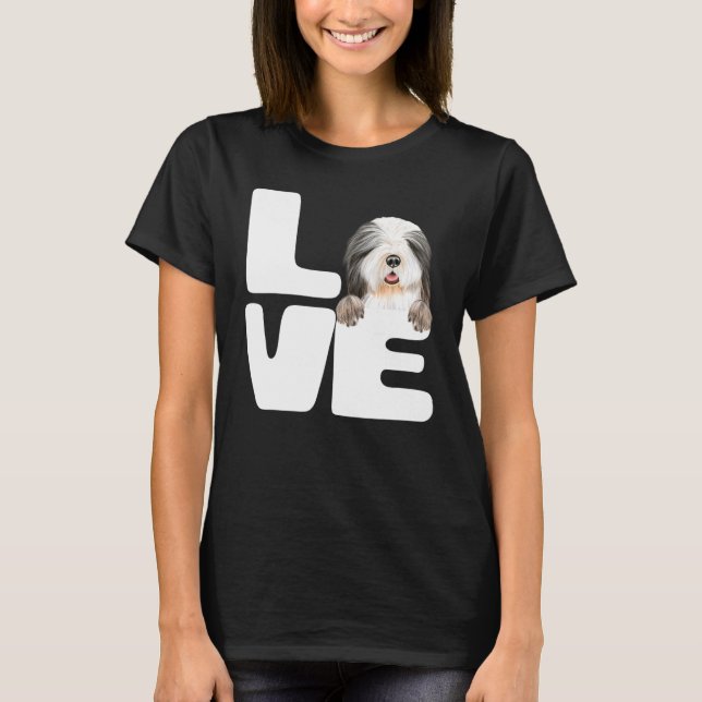 I Kärlek My Bearded Collie Hund T Shirt (Framsida)