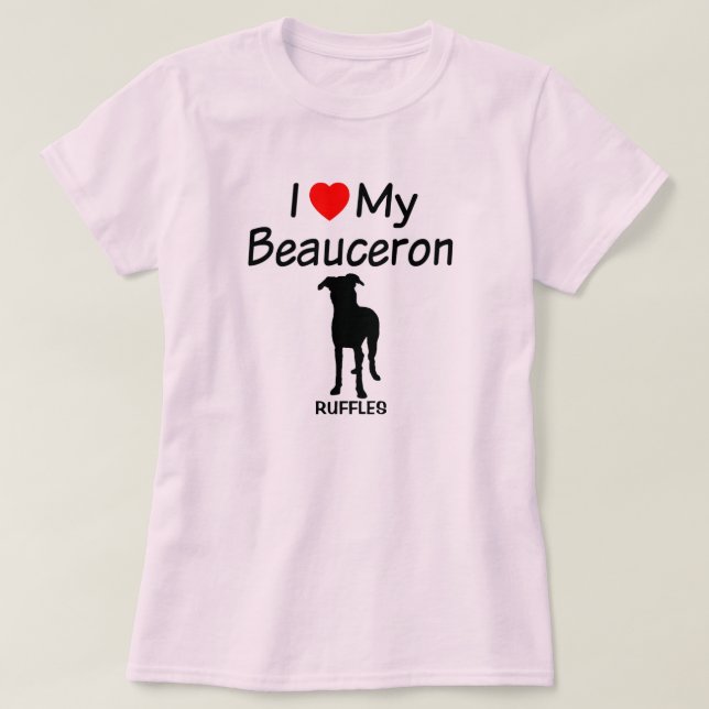 I Kärlek My Beauceron Hund T-shirt (Design framsida)