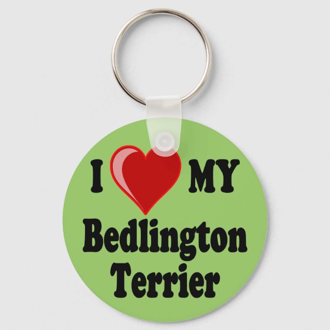 I Kärlek My Bedlington Terrier Hund Nyckelring (Framsida)