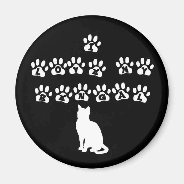 I Kärlek My Bengal - Vit text Magnet (Framsidan)