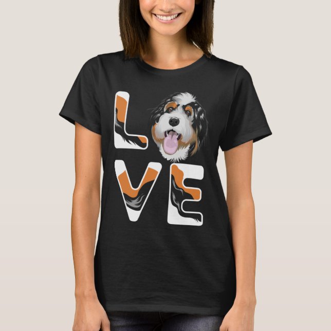 I Kärlek My Bernedoodle Cute Bernedoodle T Shirt (Framsida)