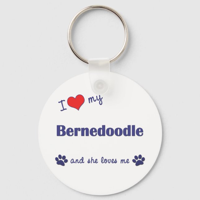 I Kärlek My Bernedoodle (kvinnlig Hund) Nyckelring (Framsida)