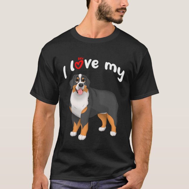 I Kärlek My Bernese Mountain Hund T Shirt (Framsida)