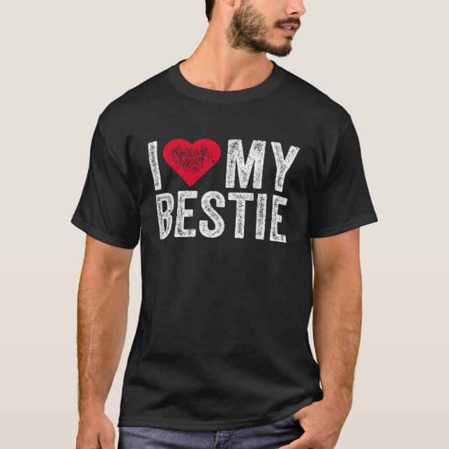I Kärlek My Bestie Best Friend BFF Cute Matching F T Shirt (Framsida)