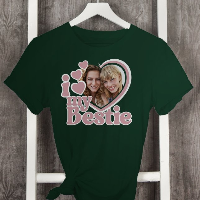 I Kärlek My Bestie Heart Photo  Rosa T Shirt (Skapare uppladdad)
