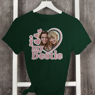 I Kärlek My Bestie Heart Photo  Rosa T Shirt