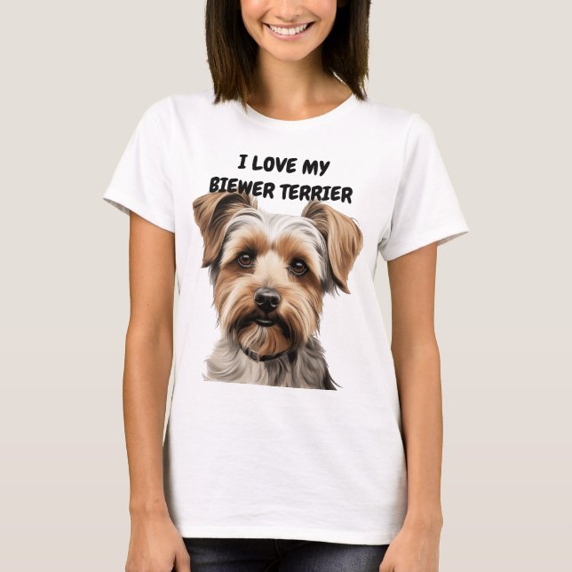 I KÄRLEK MY BIEWER TERRIER HUND T SHIRT (Framsida)