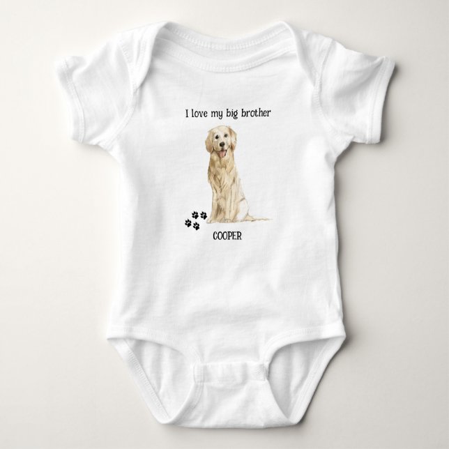 I Kärlek My Big Brother Golden Retriever Hund Baby T Shirt (Framsida)