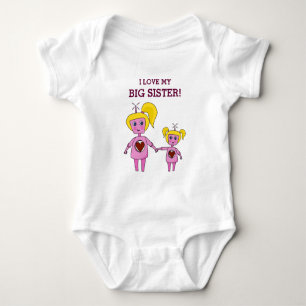 I Kärlek My Big Sister Geek Rosa Robot T Shirt
