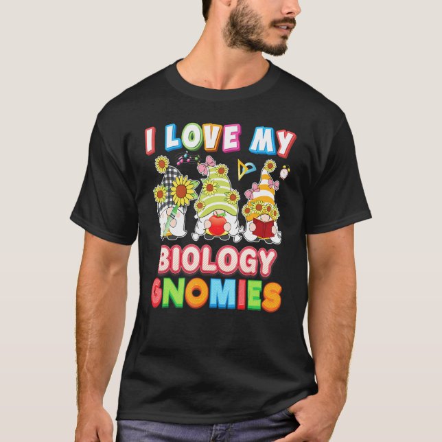I Kärlek My Biology Gnomies Kid Student Teacher Ti T Shirt (Framsida)