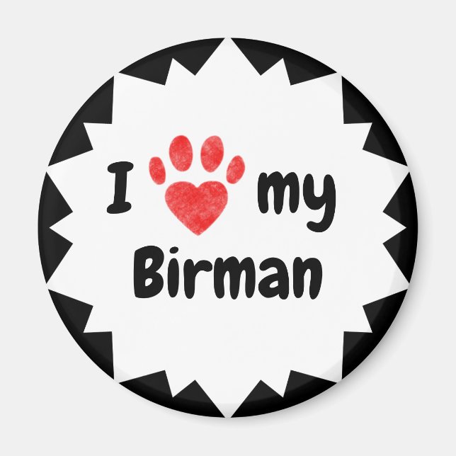I Kärlek My Birman Cat Magnet (Framsidan)