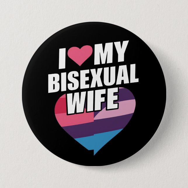 I Kärlek My Bisexual Makfe Bi Pride Bisexual Flagg Knapp (Framsida)