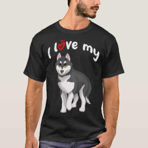 I Kärlek My Black and White Siberian husky Hund me T Shirt