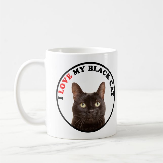 I Kärlek My Black Cat Kaffemugg (Vänster)