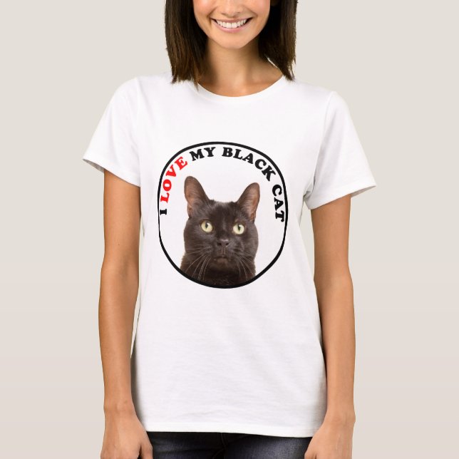 I Kärlek My Black Cat T Shirt (Framsida)