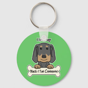 I Kärlek My Black och Tan Coonhound Nyckelring