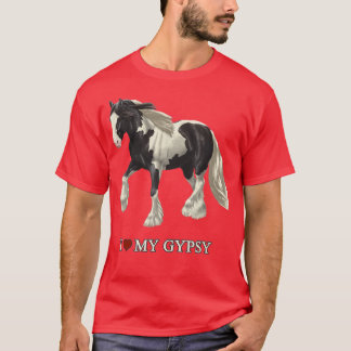 I Kärlek My Black Pinto Gypsy Vanner Horse T Shirt