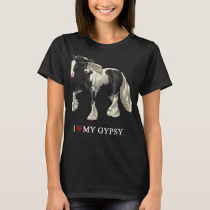 I Kärlek My Black Pinto Gypsy Vanner Horse T Shirt