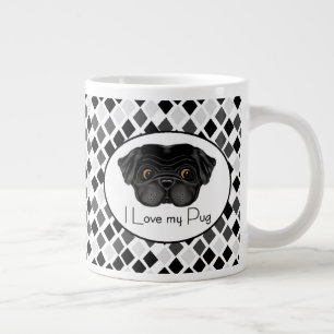 I Kärlek My Black Pug Cute Black Pug and Kärlek Qu Jumbo Mugg