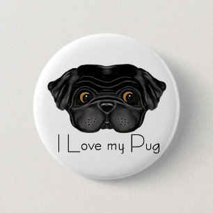 I Kärlek My Black Pug Cute Black Pug and Kärlek Qu Knapp