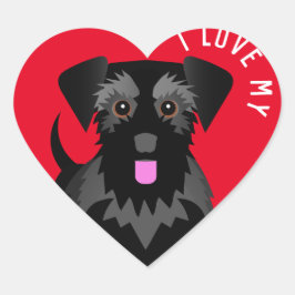 I Kärlek My Black Schnauzer Miniature eller Standa Hjärtformat Klistermärke