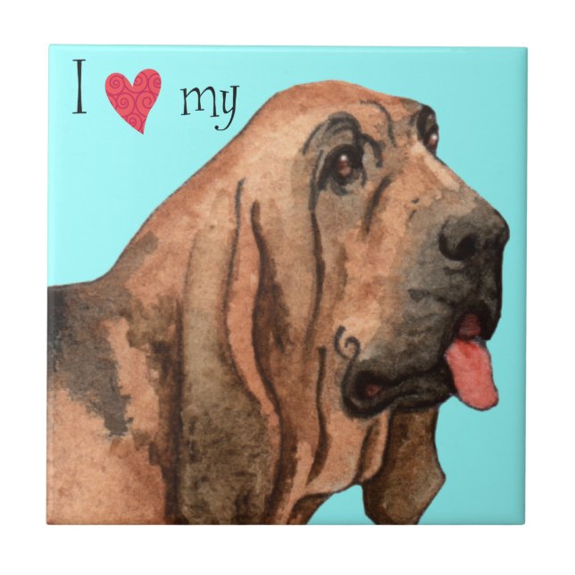 I Kärlek my Bloodhound Kakelplatta (Framsidan)