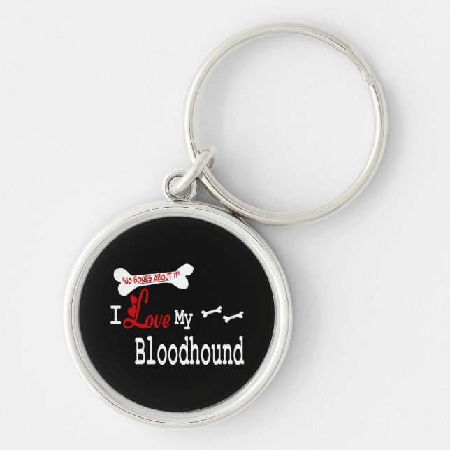 I Kärlek My Bloodhound Rund Silverfärgad Nyckelring (Framsidan)
