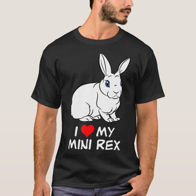 I Kärlek My Blue Eyed White Mini Rex Rabbit T Shirt (Framsida)