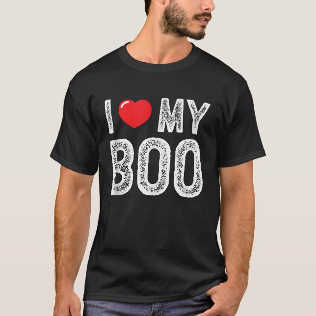 I Kärlek, My Boo Distress, så hjärtar jag mitt Boo T Shirt (Framsida)